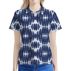 Blue Shibori Print Women's Polo Shirt