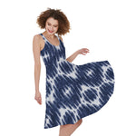 Blue Shibori Print Women's Sleeveless Dress