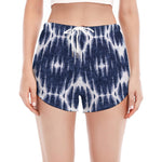 Blue Shibori Print Women's Split Running Shorts