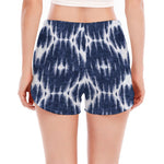 Blue Shibori Print Women's Split Running Shorts