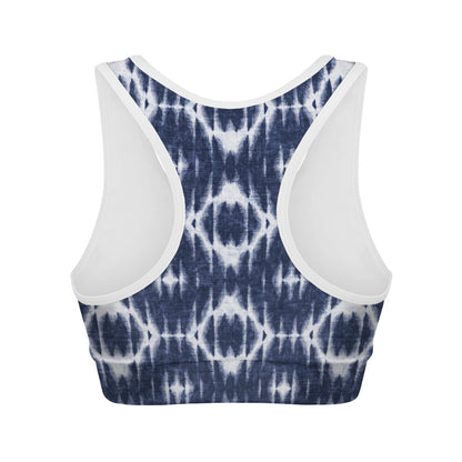 Blue Shibori Print Women's Sports Bra