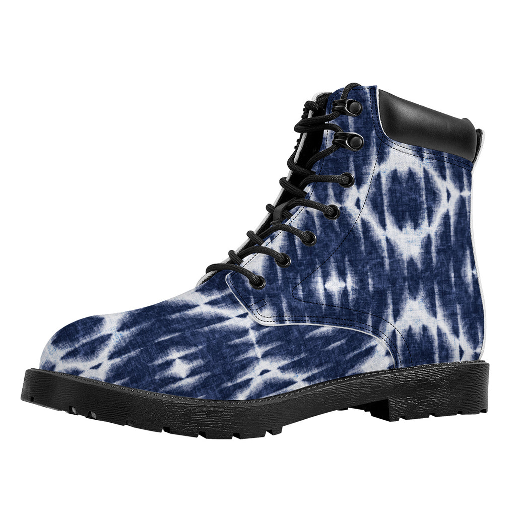 Blue Shibori Print Work Boots