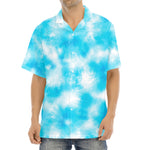Blue Shibori Tie Dye Print Aloha Shirt