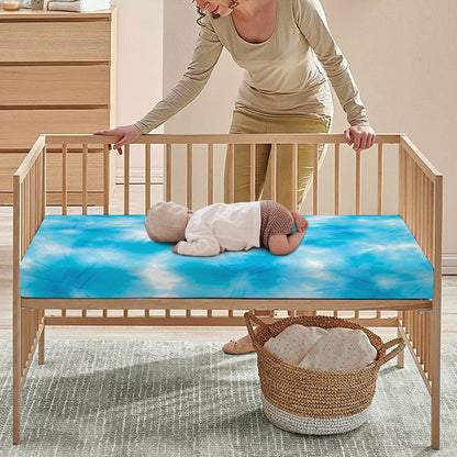 Blue Shibori Tie Dye Print Baby Crib Sheet