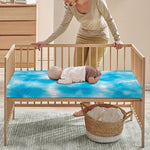 Blue Shibori Tie Dye Print Baby Crib Sheet