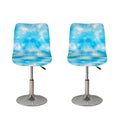 Blue Shibori Tie Dye Print Bar Stool Covers