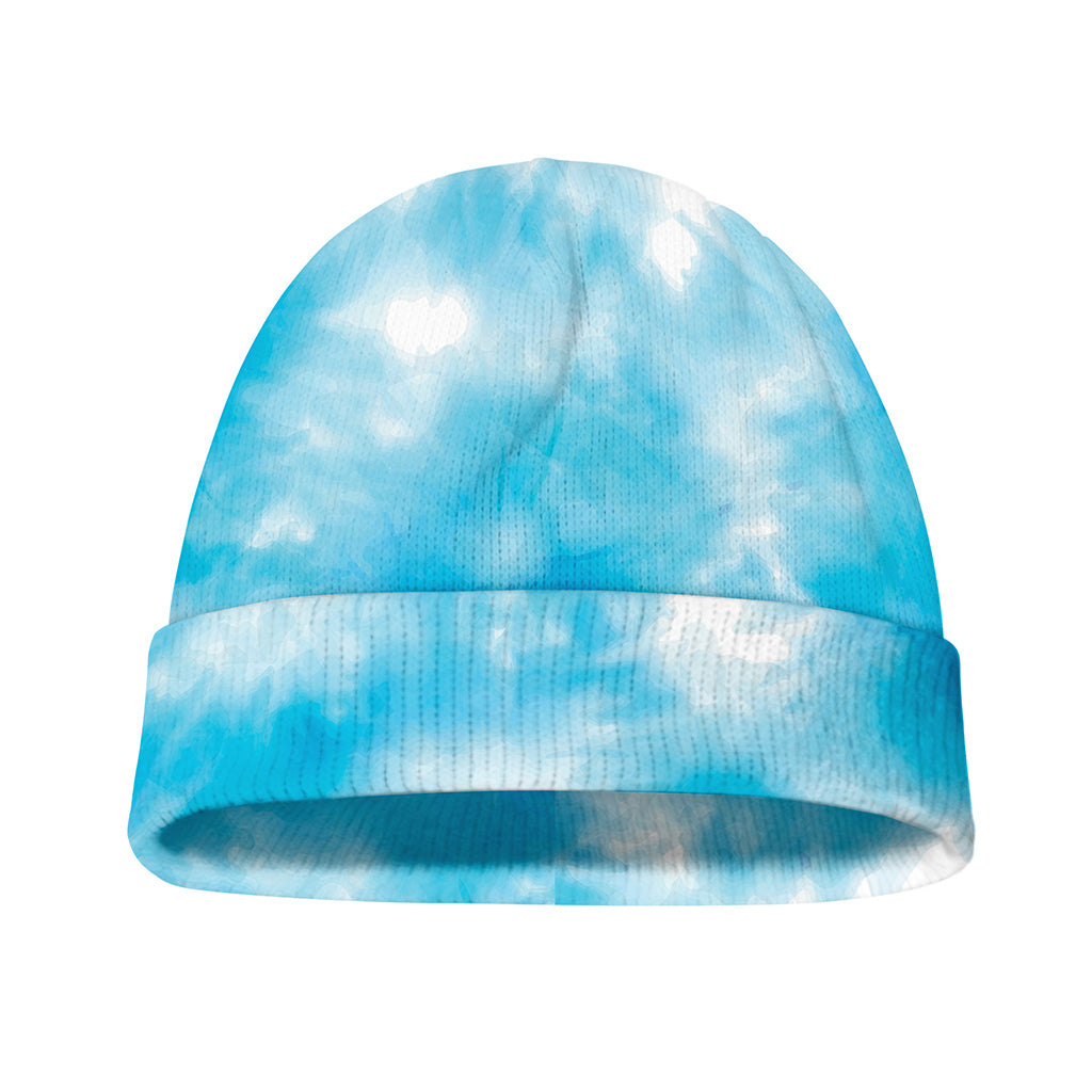 Blue Shibori Tie Dye Print Beanie