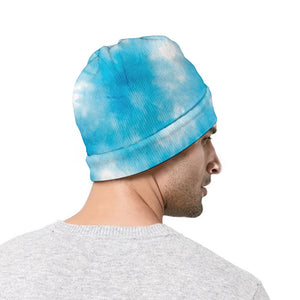 Blue Shibori Tie Dye Print Beanie