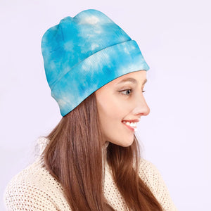 Blue Shibori Tie Dye Print Beanie