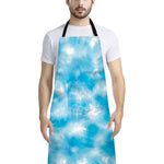 Blue Shibori Tie Dye Print Bib Apron With Pocket