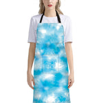 Blue Shibori Tie Dye Print Bib Apron With Pocket