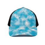 Blue Shibori Tie Dye Print Black Mesh Trucker Cap