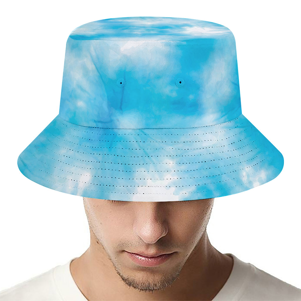 Blue Shibori Tie Dye Print Bucket Hat