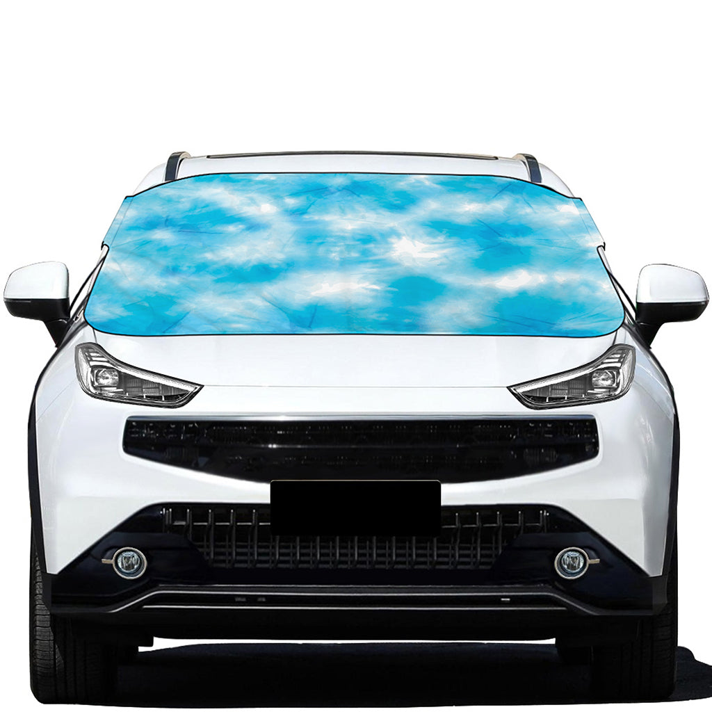 Blue Shibori Tie Dye Print Car Windshield Snow Cover