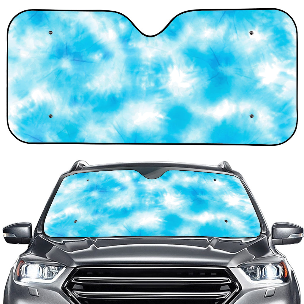 Blue Shibori Tie Dye Print Car Windshield Sun Shade