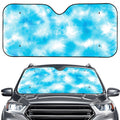 Blue Shibori Tie Dye Print Car Windshield Sun Shade