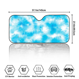 Blue Shibori Tie Dye Print Car Windshield Sun Shade