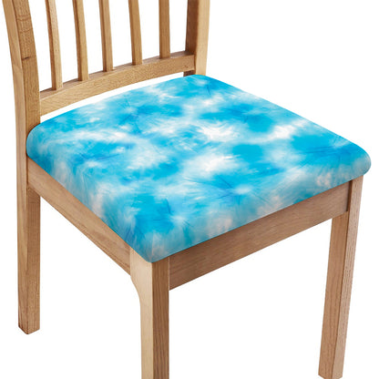 Blue Shibori Tie Dye Print Chair Cushion Cover