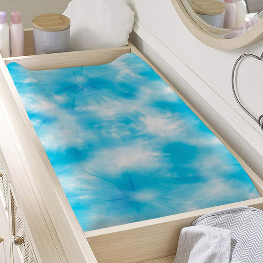 Blue Shibori Tie Dye Print Changing Pad Cover