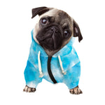 Blue Shibori Tie Dye Print Dog Zip Up Hoodie