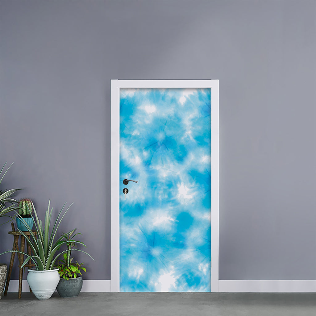 Blue Shibori Tie Dye Print Door Sticker