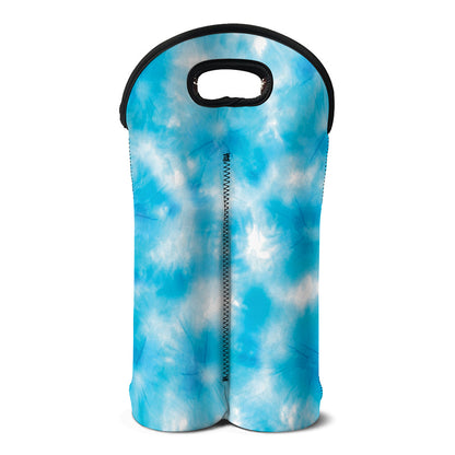Blue Shibori Tie Dye Print Double Neoprene Wine Tote