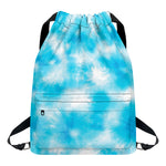 Blue Shibori Tie Dye Print Drawstring Backpack