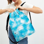 Blue Shibori Tie Dye Print Drawstring Backpack