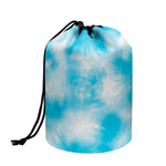 Blue Shibori Tie Dye Print Drawstring Makeup Bag