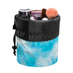 Blue Shibori Tie Dye Print Drawstring Makeup Bag