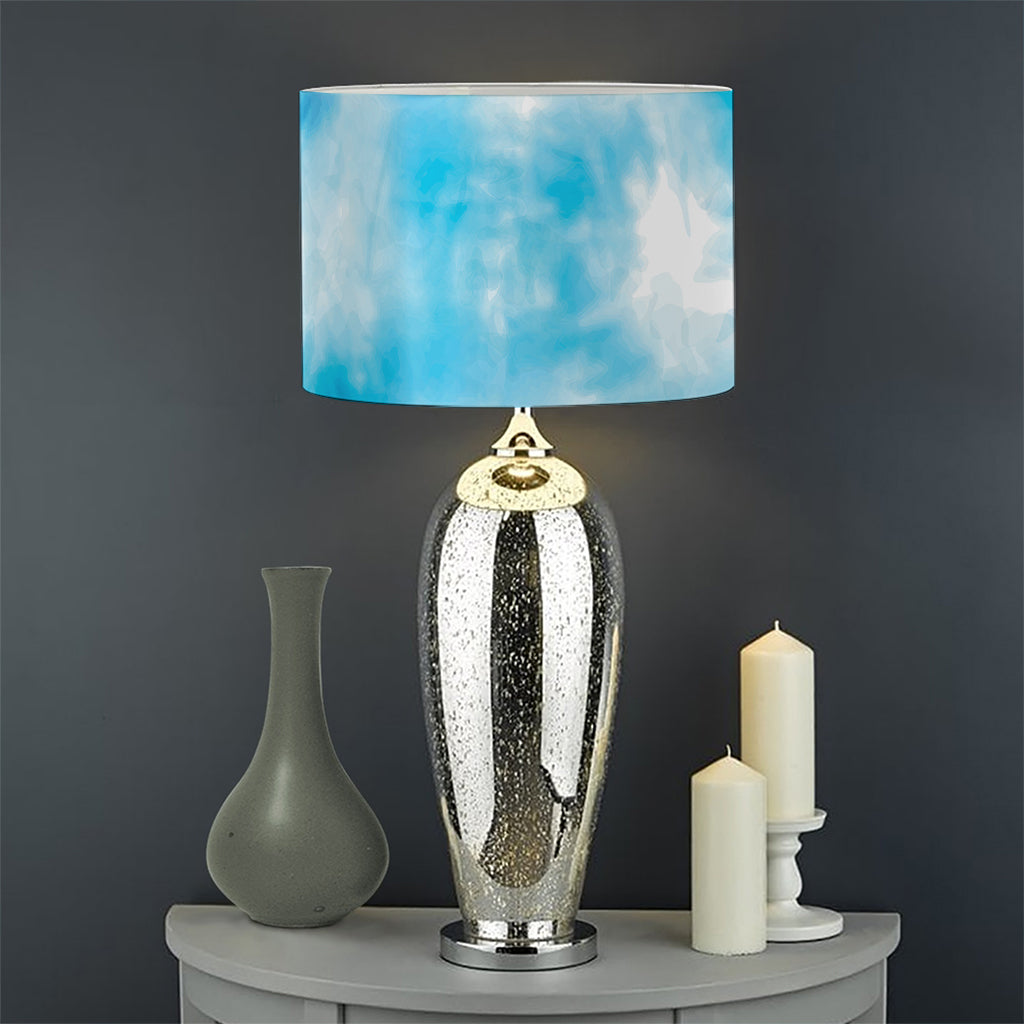 Blue Shibori Tie Dye Print Drum Lamp Shade