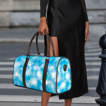 Blue Shibori Tie Dye Print Duffle Bag