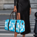 Blue Shibori Tie Dye Print Duffle Bag