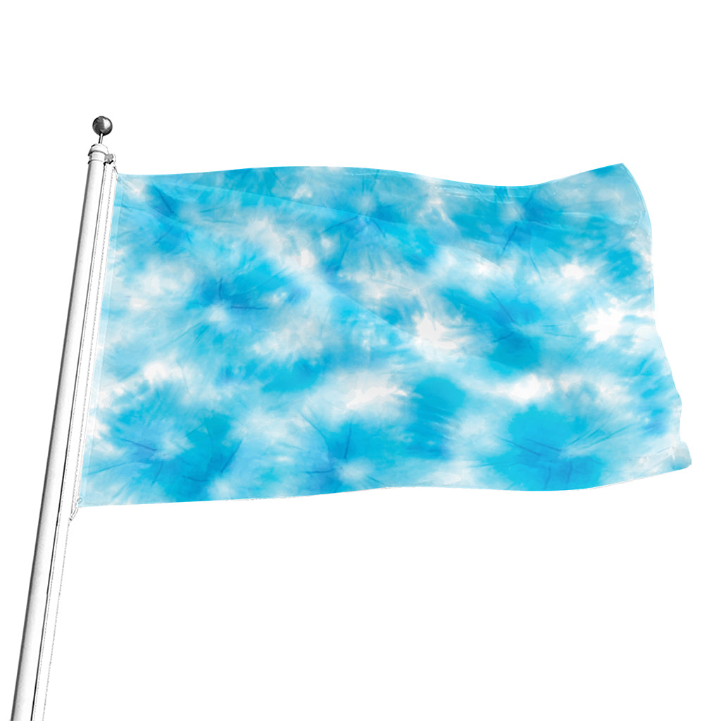 Blue Shibori Tie Dye Print Flag