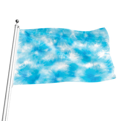 Blue Shibori Tie Dye Print Flag