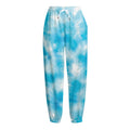 Blue Shibori Tie Dye Print Fleece Lined Knit Pants