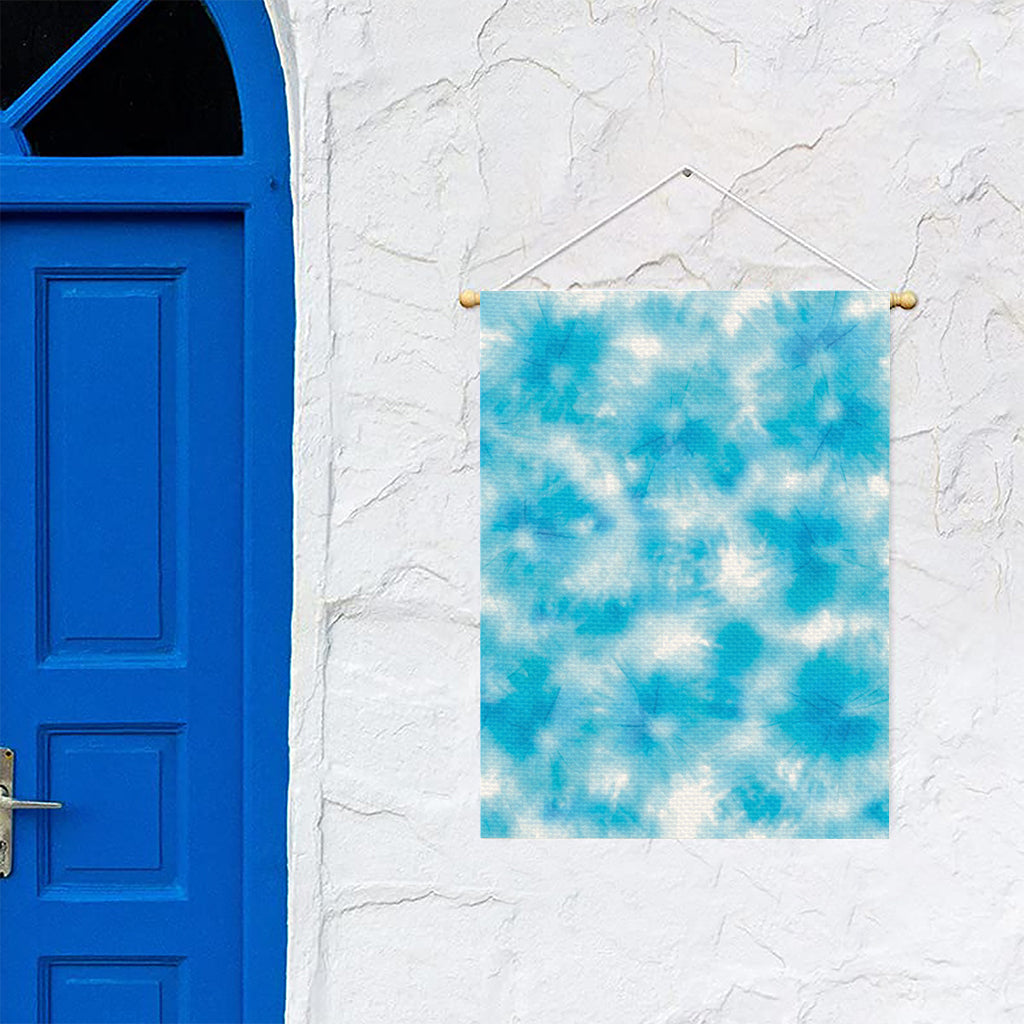 Blue Shibori Tie Dye Print Garden Flag