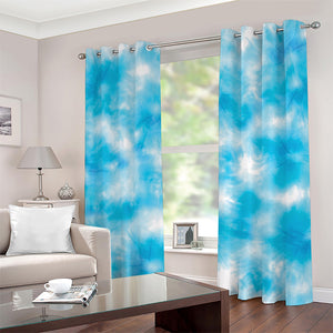 Blue Shibori Tie Dye Print Grommet Curtains