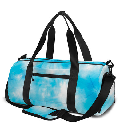 Blue Shibori Tie Dye Print Gym Bag