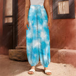 Blue Shibori Tie Dye Print Harem Pants