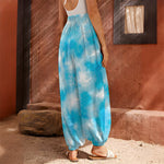 Blue Shibori Tie Dye Print Harem Pants