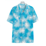 Blue Shibori Tie Dye Print Hawaiian Shirt