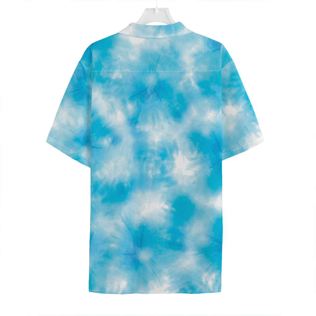 Blue Shibori Tie Dye Print Hawaiian Shirt