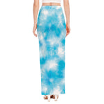 Blue Shibori Tie Dye Print High Slit Maxi Skirt