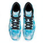 Blue Shibori Tie Dye Print High Top Leather Sneakers