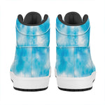 Blue Shibori Tie Dye Print High Top Leather Sneakers