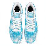 Blue Shibori Tie Dye Print High Top Leather Sneakers