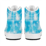 Blue Shibori Tie Dye Print High Top Leather Sneakers