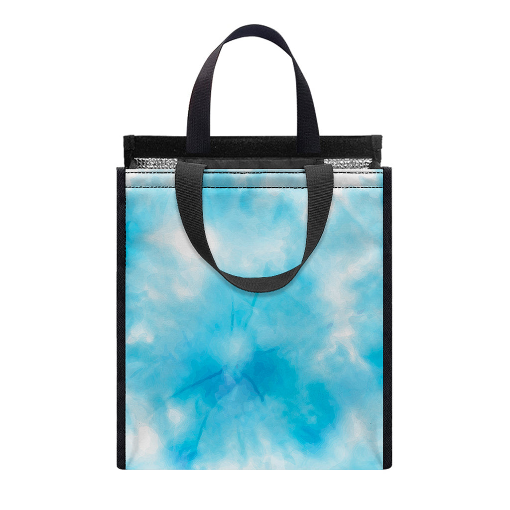 Blue Shibori Tie Dye Print Insulated Lunch Tote