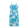 Blue Shibori Tie Dye Print Jersey Midi Cami Dress